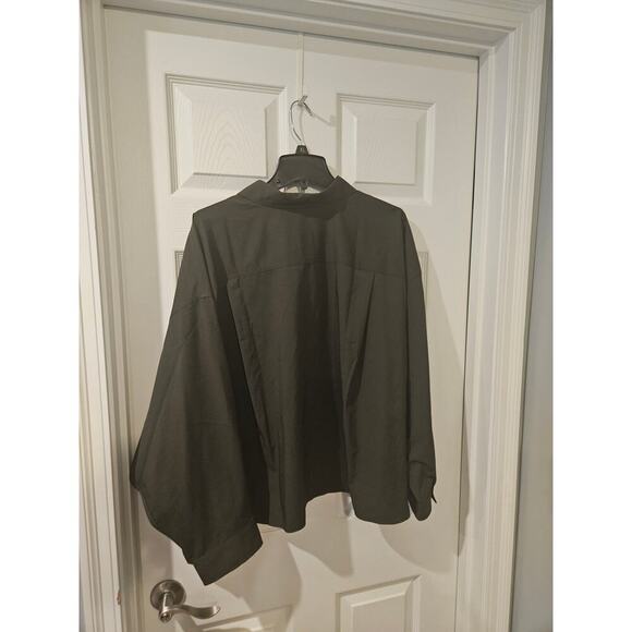 Athleta Cropped Stretch Tech Top Green Womens 3X NWT Button‎ up Collared Work - Picture 8 of 8